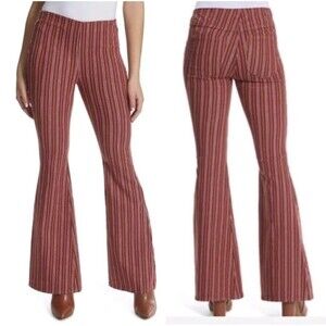 Ella Moss Flare Leg Pull-On Stretch Pants In Red Desert Stripe Size 32 NWT
